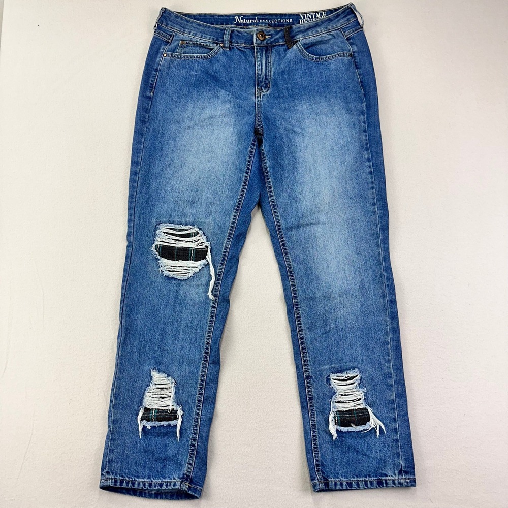 Natural Reflections Jeans Womens‎ 12 High Rise Straight Leg Flannel Patchwork